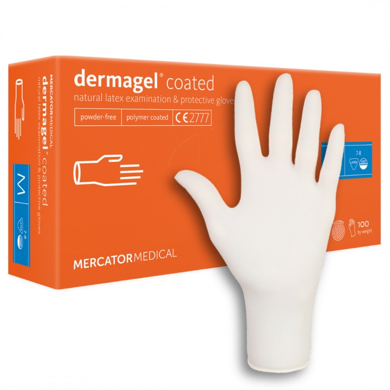 Mercator dermagel púdermentes latex kesztyű, fehér, 100 db