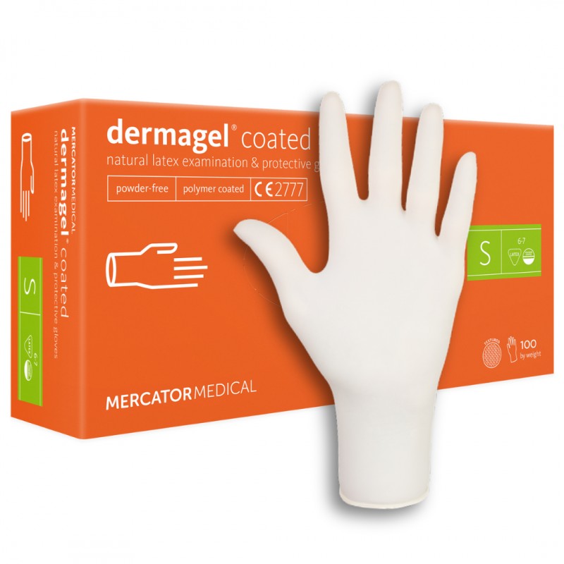 Mercator dermagel púdermentes latex kesztyű, fehér, 100 db
