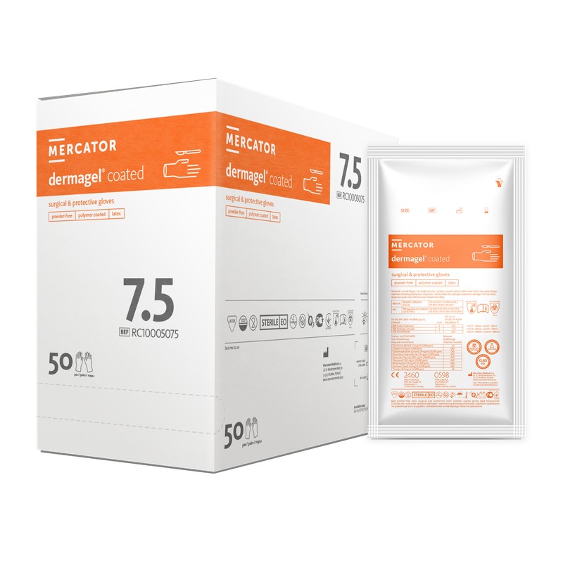 Mercator dermagel púdermentes latex sebészeti kesztyű, 50 pár