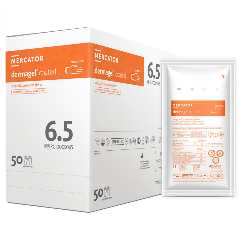 Mercator dermagel púdermentes latex sebészeti kesztyű, 50 pár